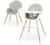 Moby-System Chaise haute bébé Amelia – évolutive +6 mois, bois, 2 niveaux, plateau, max 25 kg