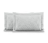 AmeliaHome 2 taies d'oreiller Double Face avec surpiqûre ultrasonique 50 x 70 cm Ophelia Argenté