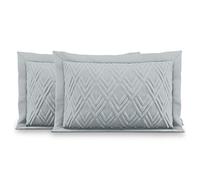 AmeliaHome 2 taies d'oreiller Double Face avec surpiqûre ultrasonique 50 x 70 cm Ophelia Gris