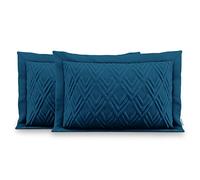 AmeliaHome 2 taies d'oreiller Double Face avec surpiqûre ultrasonique 50 x 70 cm Ophelia Indigo