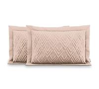 AmeliaHome 2 taies d'oreiller Double Face avec surpiqûre ultrasonique 50 x 70 cm Ophelia Rose poudré