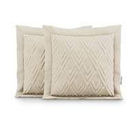 AmeliaHome 2 taies d'oreiller Double Face surpiqûre ultrasonique 45 x 45 cm Ophelia Crème