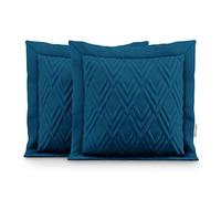 AmeliaHome 2 taies d'oreiller Double Face surpiqûre ultrasonique 45 x 45 cm Ophelia Indigo