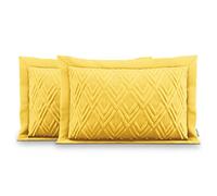 AmeliaHome 2 taies d'oreiller Double Face ultrasonique surpiqûre 50 x 70 cm Ophelia Jaune