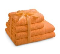 AmeliaHome Amari Lot de 2 Serviettes essuie-Mains Orange 50 x 100 cm et 2 Serviettes de Bain 70 x 140 cm 100% Coton Absorbant
