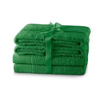 AmeliaHome Amari Lot de 4 Serviettes de Toilette 50 x 100 cm et 2 Serviettes de Bain 70 x 140 cm 100% Coton Absorbant Vert