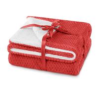AmeliaHome Couverture Douillette 130 x 180 cm - Aspect Peau d'agneau - Rouge