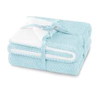 AmeliaHome Couverture Douillette 220 x 240 cm - Aspect Peau d'agneau Sherpa - Bleu Clair