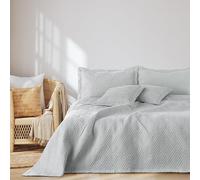 AmeliaHome Couvre-lit 170 x 210 cm - Double Face - avec surpiqûre ultrasonique - Polyester Ophélia - Argent