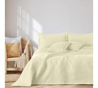 AmeliaHome Couvre-lit 170 x 270 cm - Couvre-lit ultrasonique matelassé - Polyester Ophelia - Crème