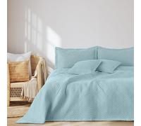 AmeliaHome Couvre-lit 240 x 260 cm - Couvre-lit ultrasonique matelassé - Polyester Ophelia - Bleu Clair