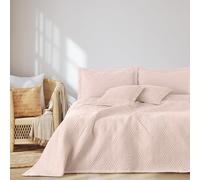 AmeliaHome Couvre-lit 240 x 260 cm - Couvre-lit ultrasonique matelassé - Polyester Ophelia - Rose poudré