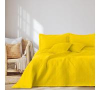 AmeliaHome Couvre-lit 240 x 260 cm - Couvre-lit ultrasonique matelassé - Polyester Ophélie - Jaune