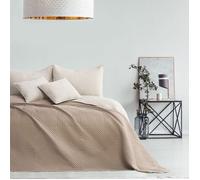 AmeliaHome couvre-lit réversible boutis 220 x 240 cm Beige Cappuccino 100% polyester
