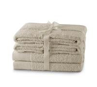 AmeliaHome Ensemble de Serviettes Beige 4 Serviettes 50 x 100 cm et 2 Serviettes de Bain 70 x 140 cm 100% Coton Qualité absorbante Cappuccino Amari