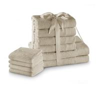 AmeliaHome Ensemble de Serviettes Beige 4 Serviettes d'invité 30 x 50 cm, 4 Serviettes 50 x 100 cm et 2 Serviettes de Bain 70 x 140 cm, 100% Coton de qualité, Absorbant, Cappuccino Amari