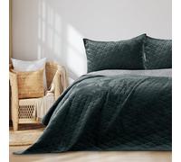 AmeliaHome Laila Velvet Couvre-lit Polyester Anthracite Argent 170 x 210 cm