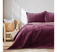 AmeliaHome Laila Velvet Couvre-lit Polyester Violet 200 x 220 cm