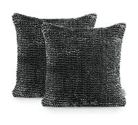 AmeliaHome Lot de 2 Housses de Coussin décoratives Bati - Anthracite - 45 x 45 cm
