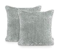 AmeliaHome Lot de 2 Housses de Coussin décoratives en Acier Bati 45 x 45 cm