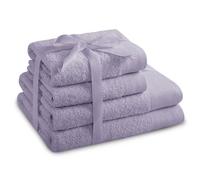 AmeliaHome Lot de 2 Serviettes de Toilette 50 x 100 cm et 2 Serviettes de Bain 70 x 140 cm 100% Coton Absorbant Violet Amari