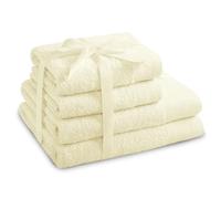 AmeliaHome Lot de 2 Serviettes de Toilette 50 x 100 cm et 2 Serviettes de Bain 70 x 140 cm 100% Coton Absorbant Crème Amari