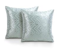 AmeliaHome Lot de 2 taies d'oreiller 45 x 45 cm avec Fermeture éclair géométrique Glamour Velvet Navia Menthe Argent