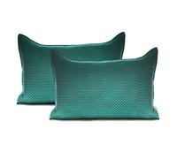 AmeliaHome Lot de 2 taies d'oreiller 50 x 70 cm Vert foncé Fermeture hôtel gaufré satiné Carmen
