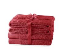 AmeliaHome Lot de 4 Serviettes de Toilette 50 x 100 cm et 2 Serviettes de Bain 70 x 140 cm 100% Coton Absorbant Rouge foncé Amari