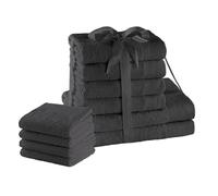 AmeliaHome Lot de 4 Serviettes de Toilette Gris 30 x 50 cm 4 Serviettes 50 x 100 cm et 2 Serviettes de Bain 70 x 140 cm 100% Coton de qualité absorbante Graphite Anthracite Amari
