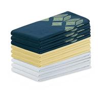 AmeliaHome Lot de 9 torchons de Cuisine en Coton 50 x 70 cm Motif géométrique Letty Bleu Clair Bleu foncé Jaune