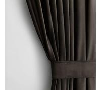 AmeliaHome Lot de Rideaux H 245 x l 140 cm avec embrasses 54 x 10 cm - Aspect Velours Marron foncé - 1 pièce - Ruban fronceur à Bande ondulée - en Velours Semi-occultant - Décoration de fenêtre -