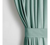 AmeliaHome Lot de Rideaux H 245 x l 140 cm avec embrasses 54 x 10 cm - Aspect Velours - Menthe - 1 pièce - Ruban fronceur à Bande ondulée - en Velours Semi-occultant - Décoration de fenêtre - Rideau
