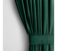 AmeliaHome Lot de Rideaux H 245 x l 140 cm avec embrasses 54 x 10 cm - Aspect Velours - Vert Bouteille - 1 pièce - Ruban fronceur à Bande ondulée - en Velours Semi-occultant - Décoration de fenêtre -