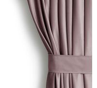 AmeliaHome Lot de Rideaux H 270 x l 140 cm avec embrasses 54 x 10 cm - Aspect Velours Beige foncé - 1 pièce - Ruban fronceur à Bande ondulée - en Velours Semi-occultant - Décoration de fenêtre -