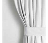 AmeliaHome Lot de Rideaux H 270 x l 140 cm avec embrasses 54 x 10 cm - Aspect Velours - Blanc - 1 pièce - Ruban fronceur à Bande ondulée - en Velours Semi-occultant - Décoration de fenêtre - Rideau