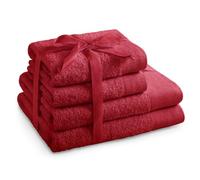 AmeliaHome Lot de Serviettes de Toilette Rouge 2 Serviettes 50 x 100 cm et 2 Serviettes de Bain 70 x 140 cm 100% Coton Qualité absorbante Rouge foncé Amari