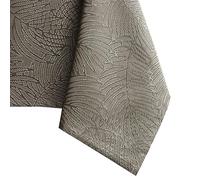 AmeliaHome Nappe Effet Lotus déperlant Polyester Cappuccino Gaia 140x140 cm Ronde