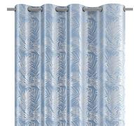 AmeliaHome Rideau Aspect Velours 140 x 245 cm 1 pièce Rideau à œillets en Velours Décoration de fenêtre Motif Feuilles Silverleaves Bleu argenté