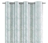 AmeliaHome Rideau Aspect Velours 140 x 245 cm 1 pièce Rideau à œillets en Velours Décoration de fenêtre Motif Feuilles Silverleaves Menthe Argent