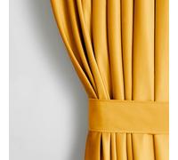 AmeliaHome Rideau H 245 x l 140 cm avec embrasses 54 x 10 cm - Aspect Velours Jaune Moutarde - 1 pièce - Rideau Semi-occultant - Décoration de fenêtre - Rideau décoratif