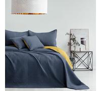 AmeliaHome Softa Couvre-lit Anthracite Jaune Miel 240 x 260 cm | Polyester matelassé à ultrasons des deux côtés