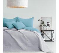 AmeliaHome Softa Couvre-lit Bleu Gris 220 x 240 cm | surpiqûre ultrasonique en polyester