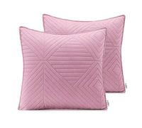AmeliaHome Softa Lot de 2 taies d'oreiller 45 x 45 cm Rose Gris
