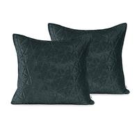 AmeliaHome Velvet Taies d'oreiller, Polyester, Laila Anthracite Argent, 2 45 x 45 cm