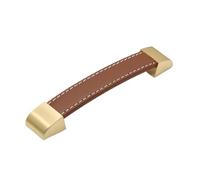 AMENGJ Poignées de Tiroir en Cuir Lot de 2 Boutons de tiroir et d'armoire brossés for Meubles, armoires, Portes, valises, placards de Cuisine(Brown128mm)