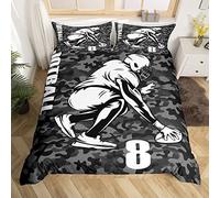 Américain Football Sets de Housse de Couette Rugby Joueur Parure de Lit 220x240cm Gris Noir Army Camouflage Housse de Couette Ball Des sports Jeu Parure Housse de Couette Avec 2 taies d'oreiller