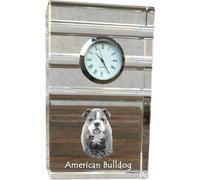 American Bulldog - horloge en verre avec photo, photo de chien en cristal, horloge sur pied personnalisée pour bureau de la marque Art-Dog