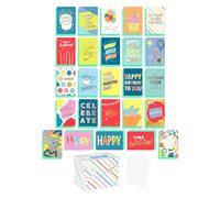 American Greetings Assortiment de 25 cartes d'anniversaire avec enveloppes, sceaux et boîte de rangement (élébré)