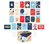 American Greetings Assortiment de 25 cartes d'anniversaire avec enveloppes, sceaux et boîte de rangement
